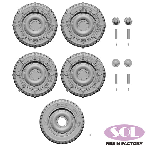 Sol Resin Factory MM591 1/16 WWII 1/4 ton Utility Truck Combat Wheel tires WITH CHAIN (for TAKOM)
