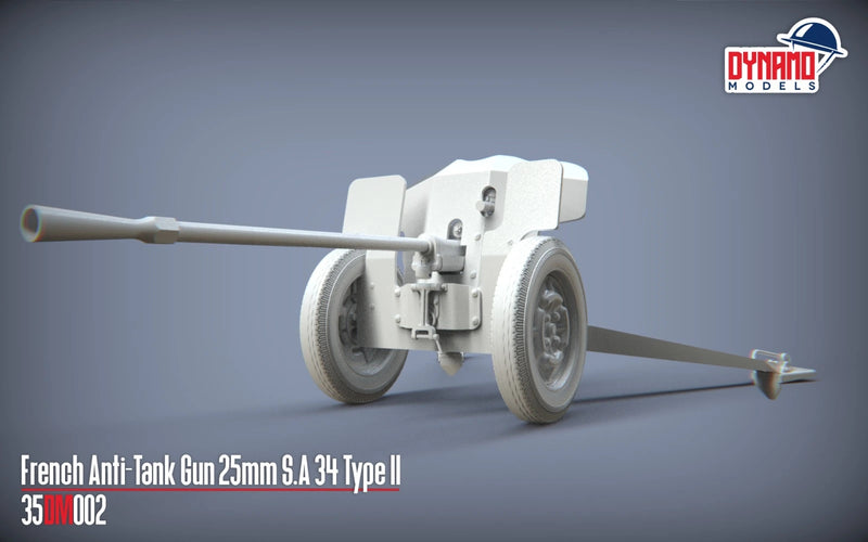 Dynamo DYM35DM002 1/35 French Anti-Tank Gun 25mm S.A 34 Type II