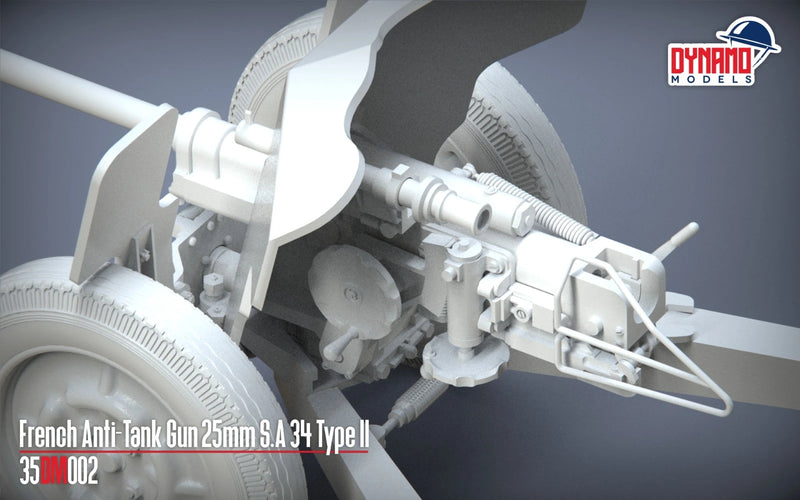 Dynamo DYM35DM002 1/35 French Anti-Tank Gun 25mm S.A 34 Type II