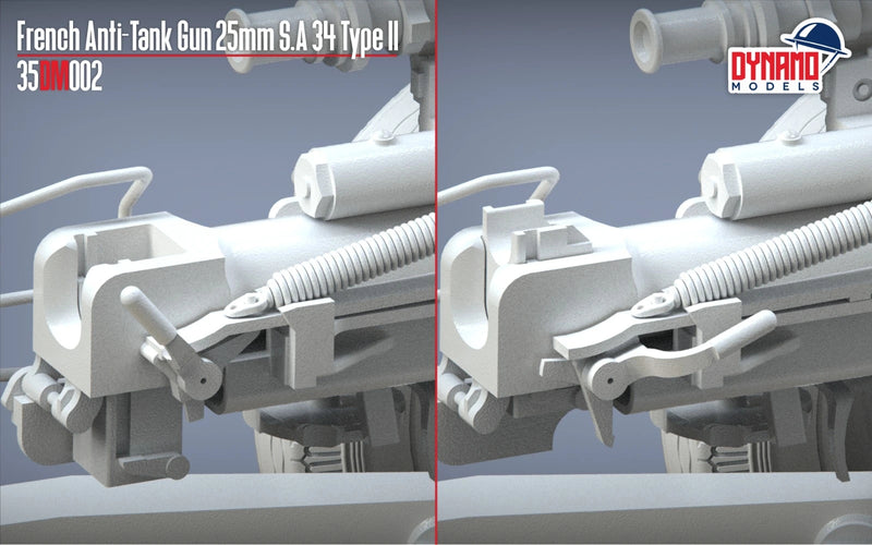 Dynamo DYM35DM002 1/35 French Anti-Tank Gun 25mm S.A 34 Type II