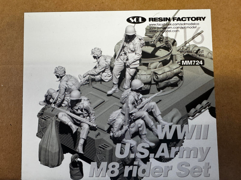 Sol Resin Factory MM724 1/16 WWII U.S. Army M8 Riders 6 figures