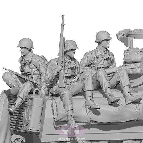 Sol Resin Factory MM737 1/35 WWII U.S. ARMY RIFLEMAN SET  3 FIGURE SET