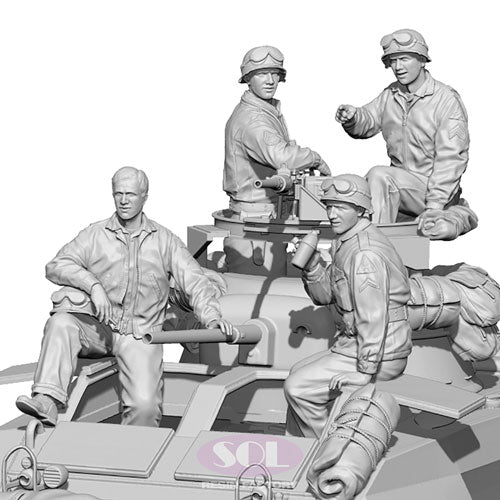 Sol Resin Factory MM733 1/35 WWII U.S. Army M8 CREW 4 FIGURES