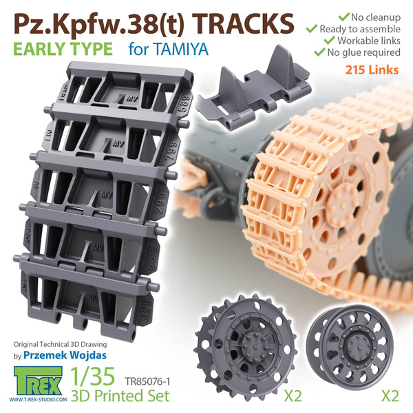 T-Rex 85076-1  1/35 Pz.Kpfw.38(t) Tracks Early Type (for Tamiya)
