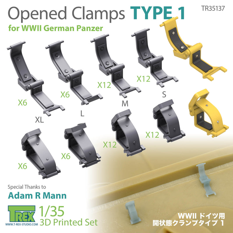 T-Rex 35137 1/35 Opened Clamps Type 1 for WWII German Panzer