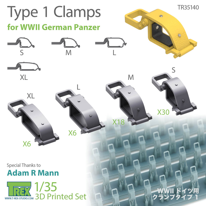 T-Rex 35140 1/35 Type I Clamps for WWII German Panzer