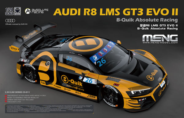 Meng CS011 1/24 Audi R8 LMS GT3 EVO II  B-Quik Absolute Racing