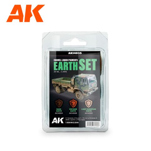 AK Interactive 14035 Earth -  Enamel Liquid Pigment Set