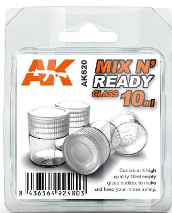 AK Interactive 620 Mix N' Ready Jars x 4 Glass 10ml