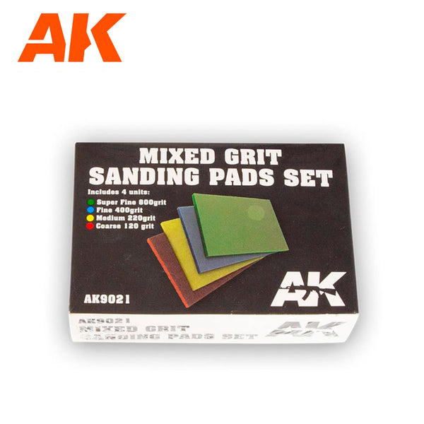 AK Interactive 9021 Sanding Pads Set- Mixed Grit - 4 Units