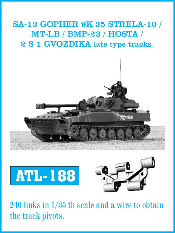 Friulmodel ATL-188 SA-13 GOPHER 9K 35 STRELA 10 / MT-LB / BMP23 / HOSTA / 2 S 1 GVODZIKA late type tracks.