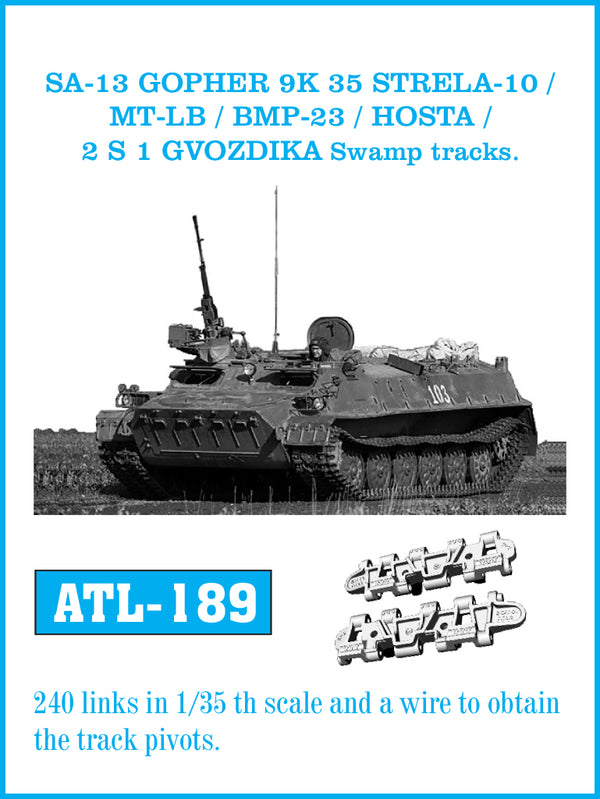 Friulmodel ATL-189 SA-13 GOPHER 9 K 35 STRELA-10 / MT-LB / BMP-23 / HOSTA / 2 S 1 GVODZIKA Swamp tracks.