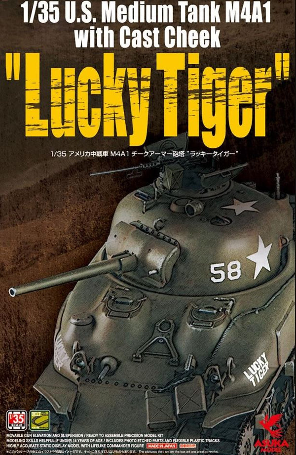 Asuka 35035 1/35 U.S. Medium Tank M4A1 with Cast Cheek "Lucky Tiger"