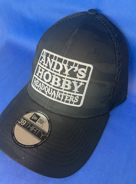 Official Andy's Hobby Headquarters Camo Mesh Cap - BLACK/Stretch Fit Closure M/L or L/XL