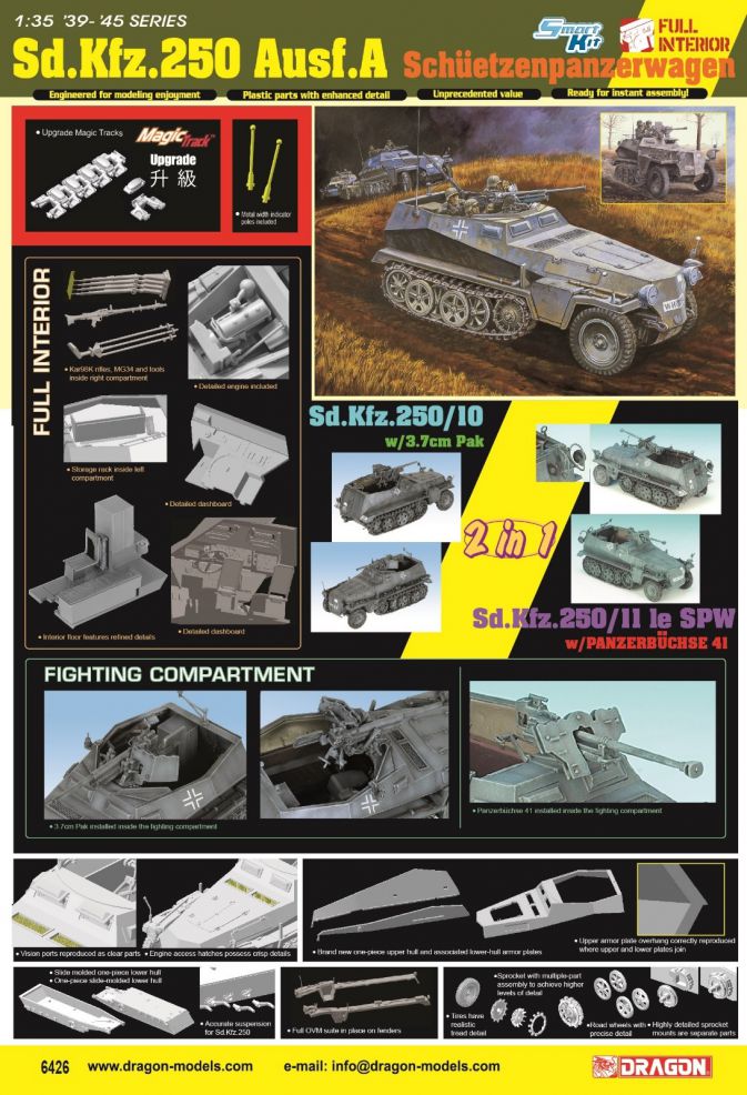 Dragon 6426 1/35 Sd.Kfz.250 Ausf.A Schuetzenpanzerwagen (2 in 1) w/ full interior