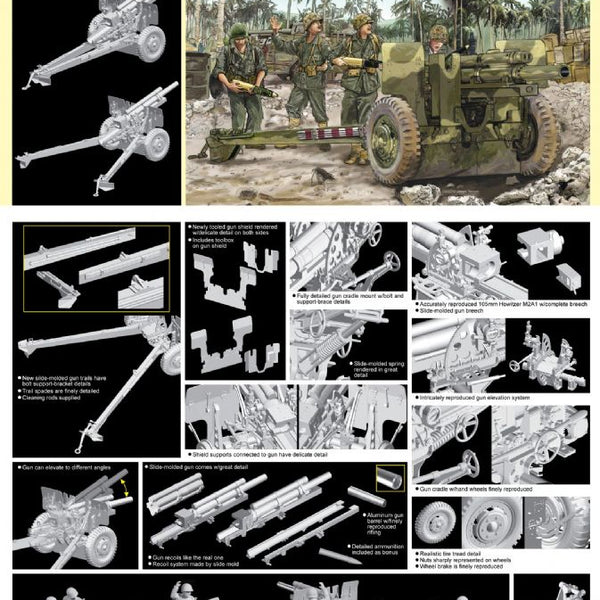 Dragon 6531 1/35 105mm Howitzer M2A1 & Carriage M2A2 w/USMC Gun Crew