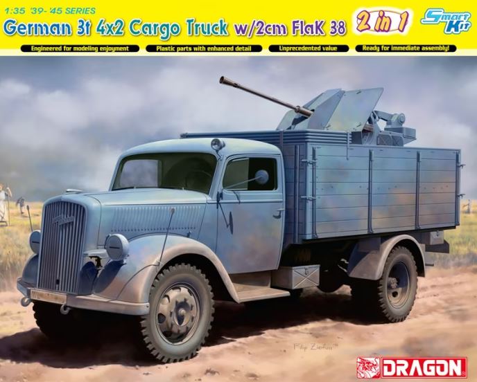 Dragon 6828 1/35 German 3t 4x2 Cargo Truck with 2cm FlaK 38