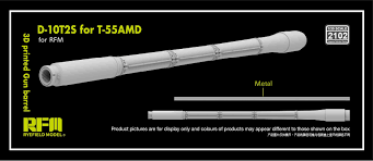 Rye Field Model 2102 1/35 3D print.Gun barrel D-10T2S 100mm L/53.5 f.T-55AMD