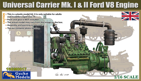 Gecko Models  16GM0017  1/16 UNIVERSAL CARRIER MK II  FORD V8 ENGINE ( ENGINE ONLY )