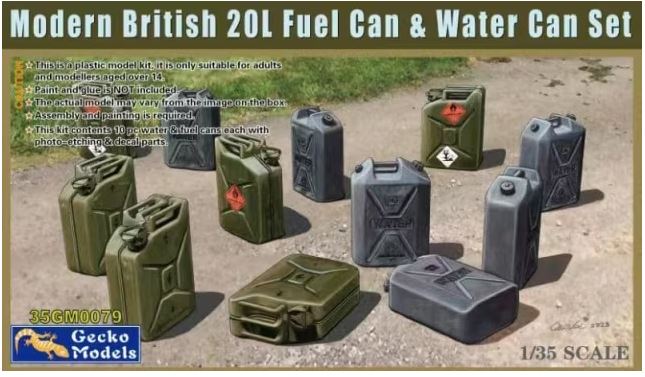 Gecko Models 35GM0079 1/35 Modern British 20L Fuel Can & Water Can Set