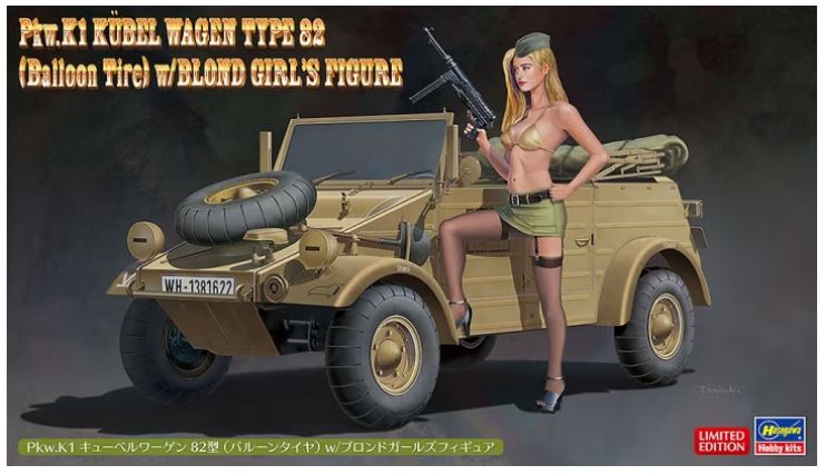 Hasegawa Pkw.K1 Kübelwagen Type 82 (Balloon tire) w/ Blonde Girl Figure
