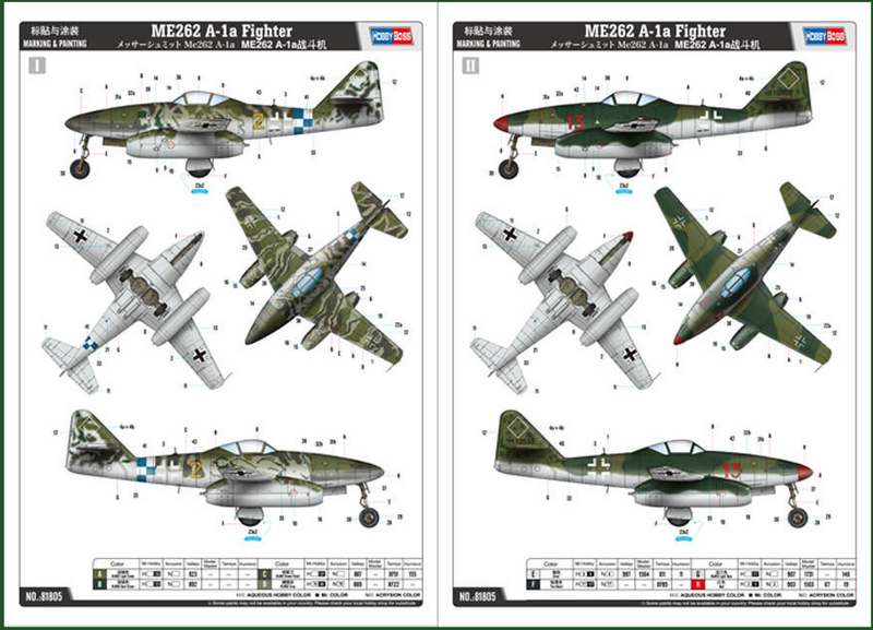 Hobby Boss 81805 1/18 ME262 A-1a Fighter