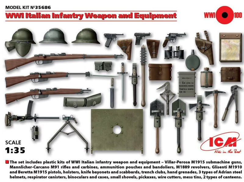 ICM 35686 1/35 WWI Italian Infantry Weapon & Equipment