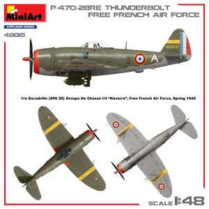 MiniArt 48015 1/48 P-47D-28RE Thunderbolt Free French Air Force Basic Plastic Model Kit