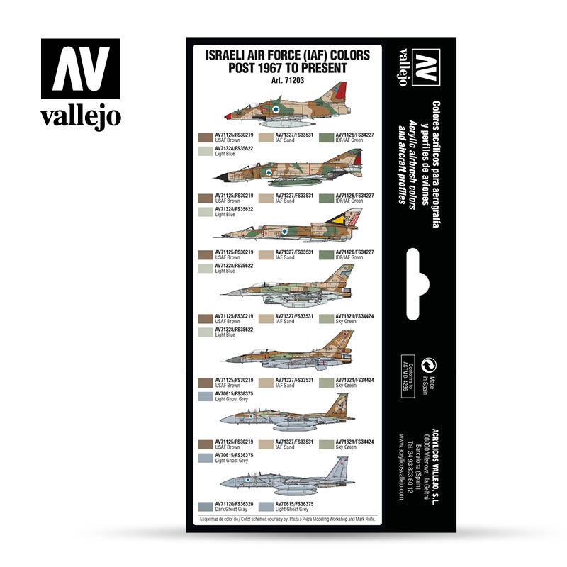 Vallejo 71.203 Air War Series: Israeli Air Force (IAF) colors Post 1967 to Present