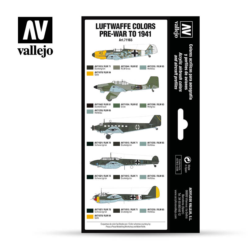 Vallejo 71.165 Air War Color: Luftwaffe colors pre-war to 1941