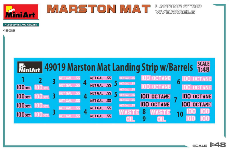 Miniart 49019 1/48 Martston Mat Landing Strip w/Barrels (plane not included)