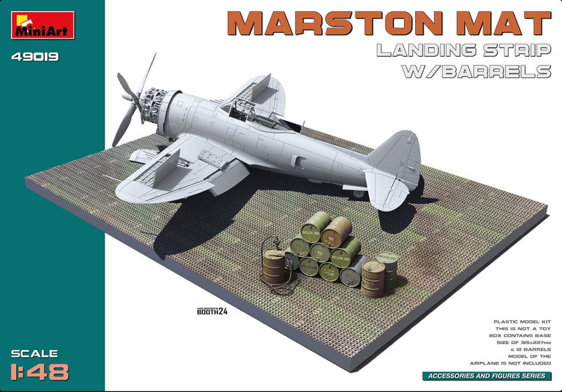 Miniart 49019 1/48 Martston Mat Landing Strip w/Barrels (plane not included)