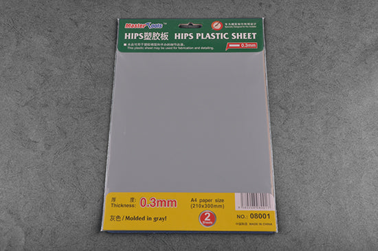 Master Tools 08001 0.3mm HIPS Plastic Sheet A4 SIZE (210mm*300mm) - 2pcs.