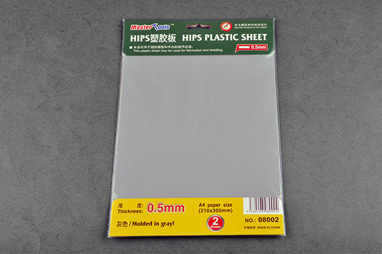 Master Tools 08002 0.5mm HIPS Plastic Sheet A4 SIZE (210mm*300mm) - 2pcs.