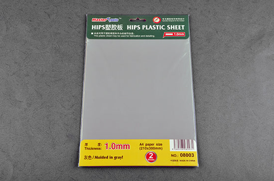 Master Tools 08003 1.0mm HIPS Plastic Sheet A4 SIZE (210mm*300mm) - 2pcs.