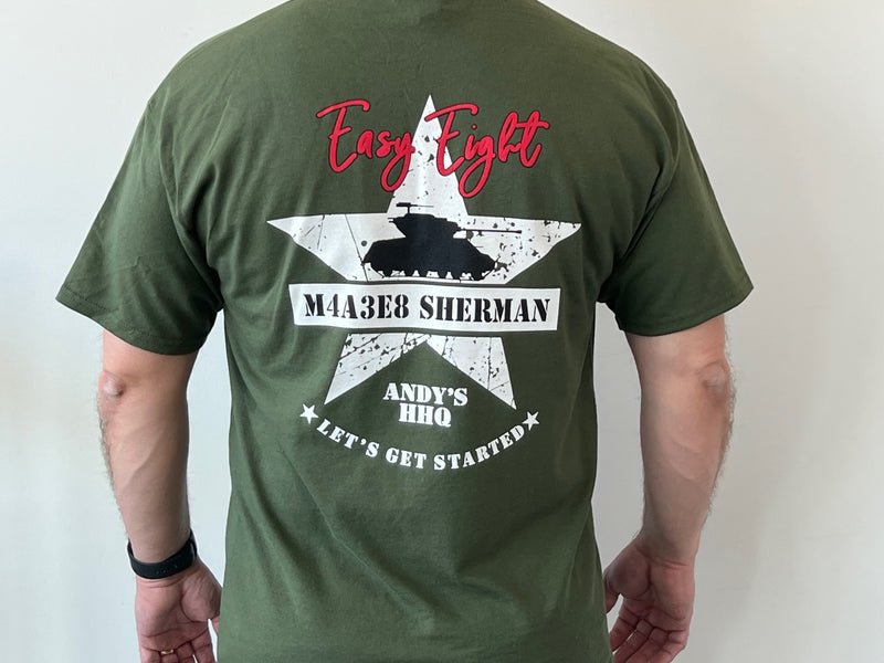 Official Andy's Hobby Headquarters M4A3E8 Sherman T-Shirt - Olive Green