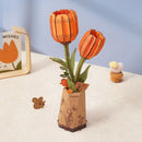 Robotime TW081 Rowood DIY Wooden Flower Bouquet (Orange Tulip) 3D Wooden Puzzle