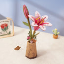 Robotime TW071 Rowood DIY Wooden Flower Bouquet (Pink Lily) 3D Wooden Puzzle