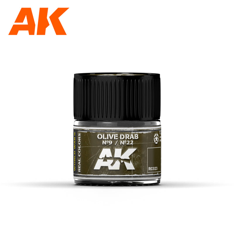AK Interactive RC023 Real Colors : Olive Drab Nº9/Nº22 10ml