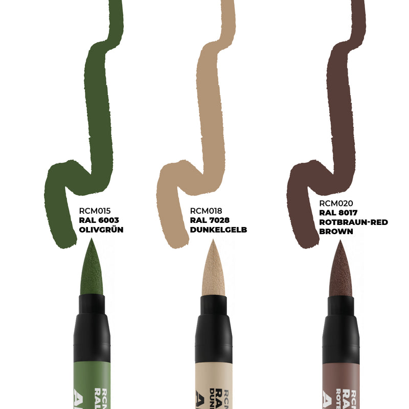 AK Interactive RCM108 Real Colors Markers - Late German AFV Camouflage Colors Set