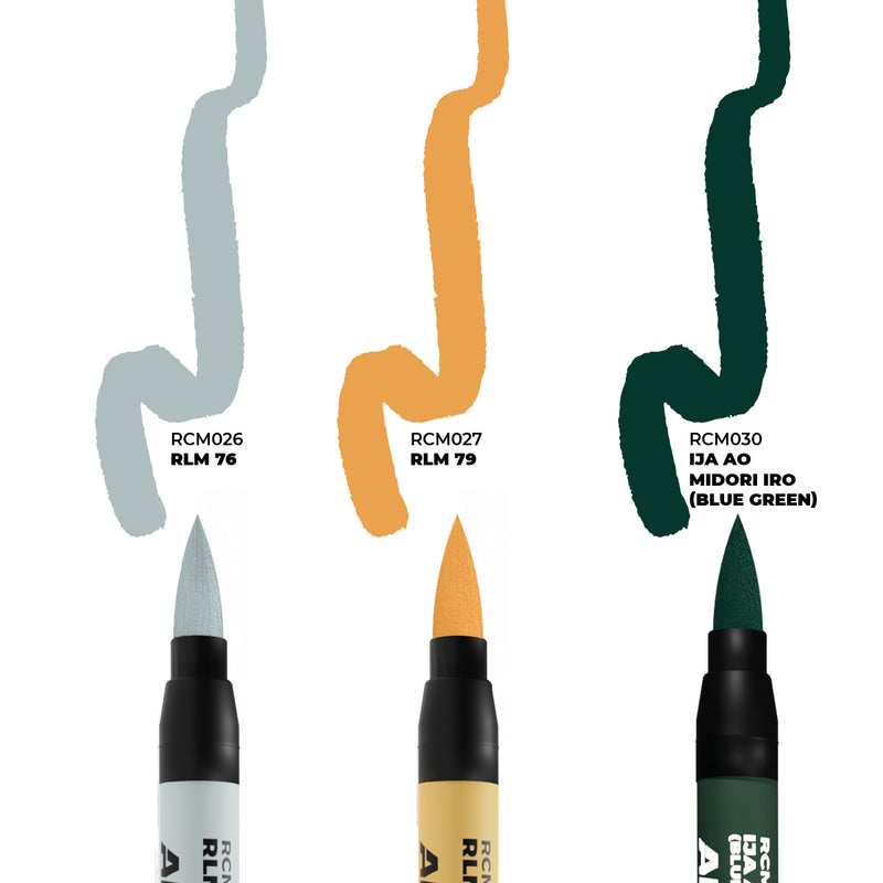 AK Interactive RCM111 Real Colors Markers - Axis Aircraft Squiggle Camoflauge Colors Set