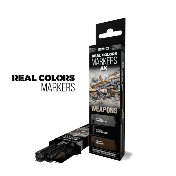 AK Interactive RCM103 Real Colors Markers - Weapons Colors Set