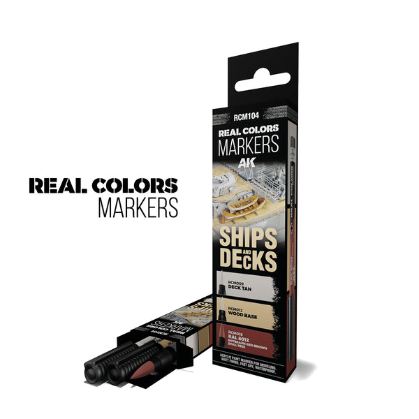 AK Interactive RCM104 Real Colors Markers - Ships and Decks Colors Set