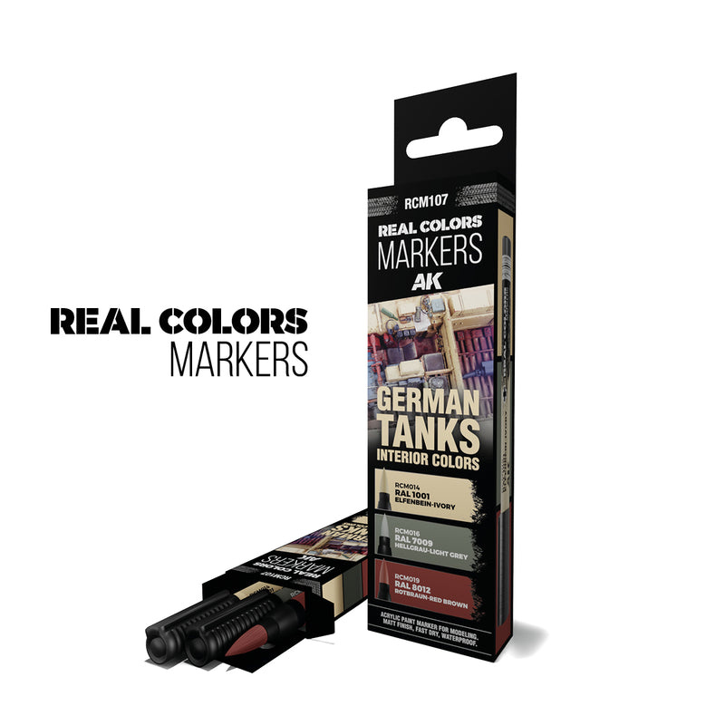 AK Interactive RCM107 Real Colors Markers - German Tanks Interior Colors Set