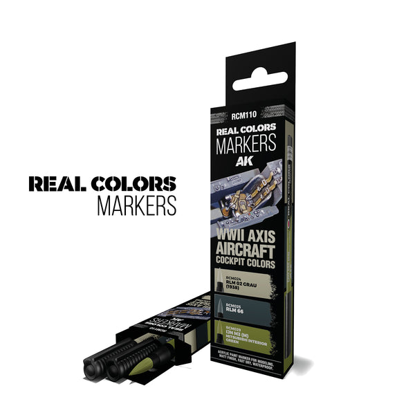 AK Interactive RCM110 Real Colors Markers - Axis Aircraft Cockpit Colors Set