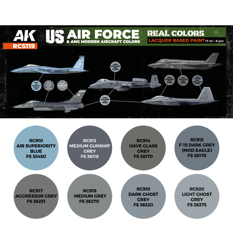 AK Interactive RCS119 Real Colors: US Air Force & ANG Modern Aircraft Colors