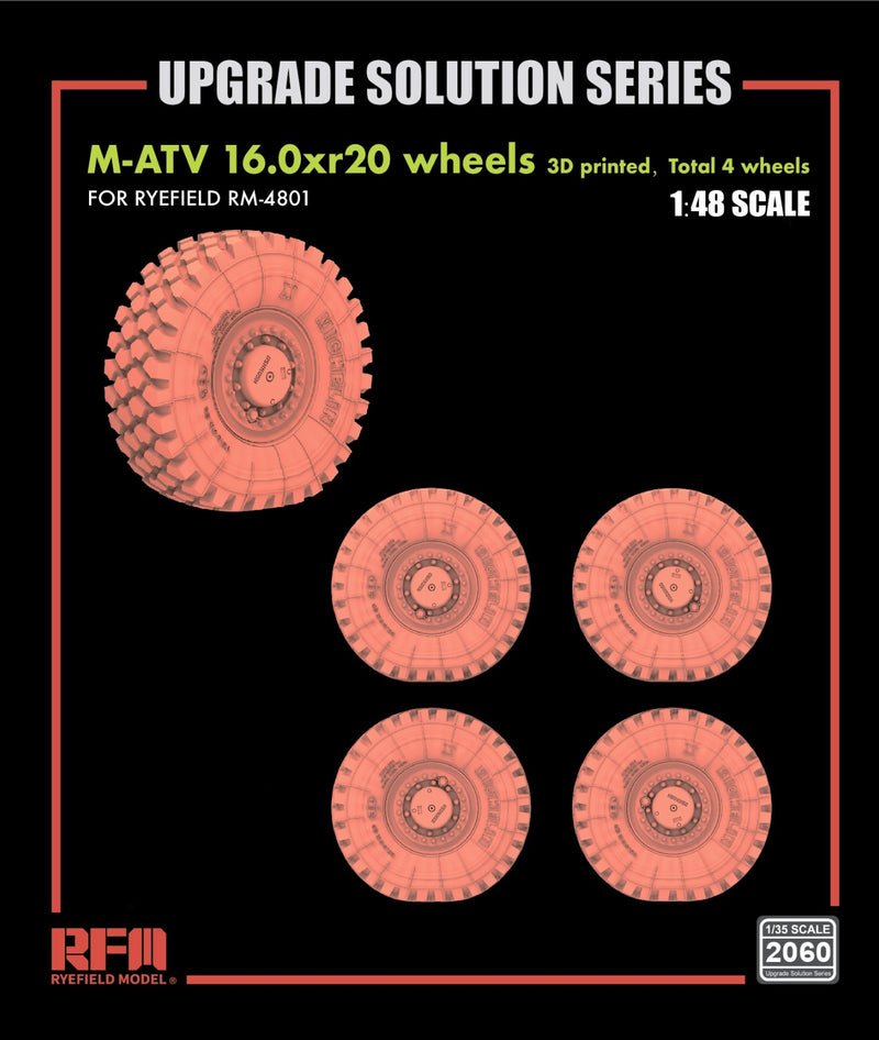 Rye Field Model 2060 1/48 M-ATV 16.0xr20 (3D printed) wheels (for RFM4801)