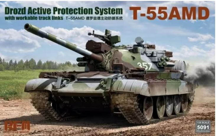 Rye Field Model 5091 1/35 T-55AMD Drozd Active Protection System with workable tracks