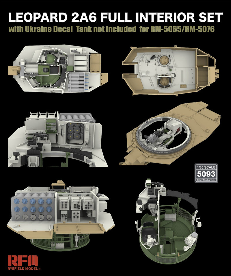 Rye Field Model 5093 1/35 Leopard 2A6 full interior set with Ukraine decals (tank not included)