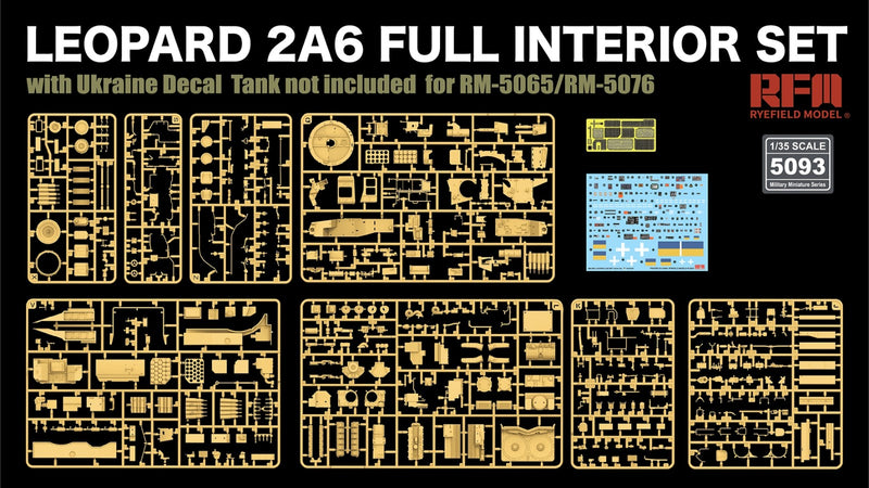 Rye Field Model 5093 1/35 Leopard 2A6 full interior set with Ukraine decals (tank not included)